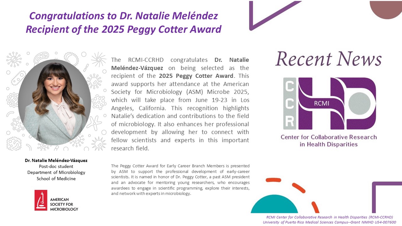 Congratulations to Dr. Natalie Meléndez Recipient of the 2025 Peggy Cotter Award