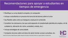 Recomendaciones para apoyar a estudiantes en tiempos de emergencia